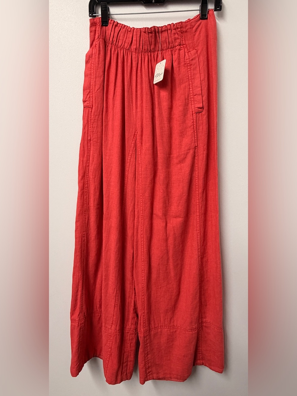 Free People Day's End Linen Pull-On Pants in Poppy Red - Picture 3 of 6